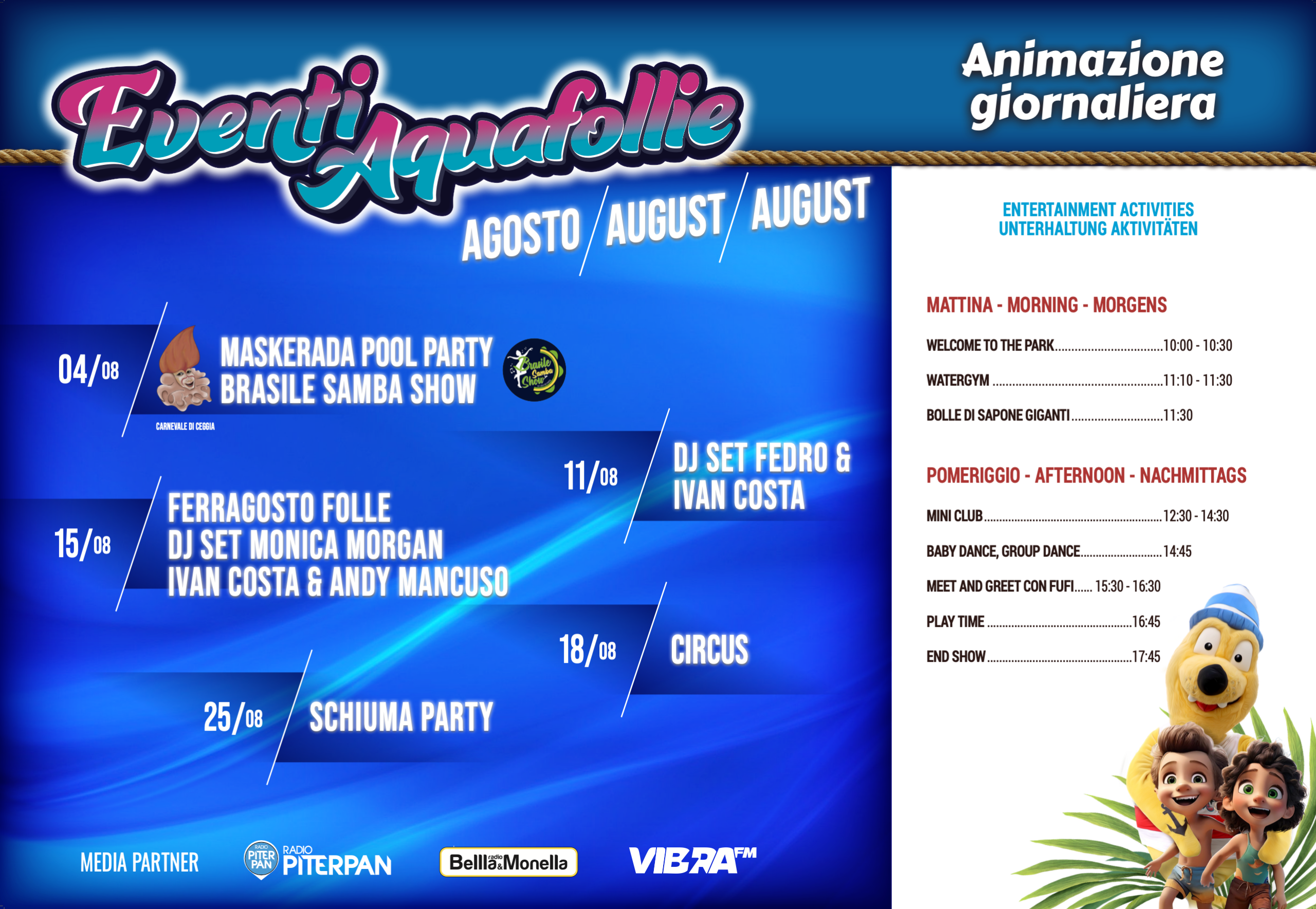 Eventi di agosto all'Aquafollie: il calendario di eventi.